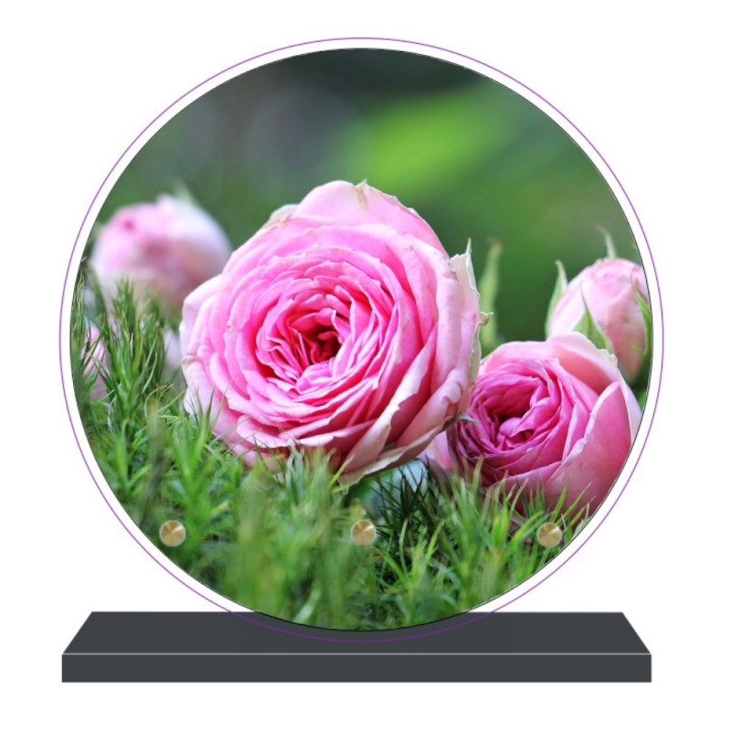 PLAQUE FUNÉRAIRE PLEXI RONDE FLEURS PFM2030