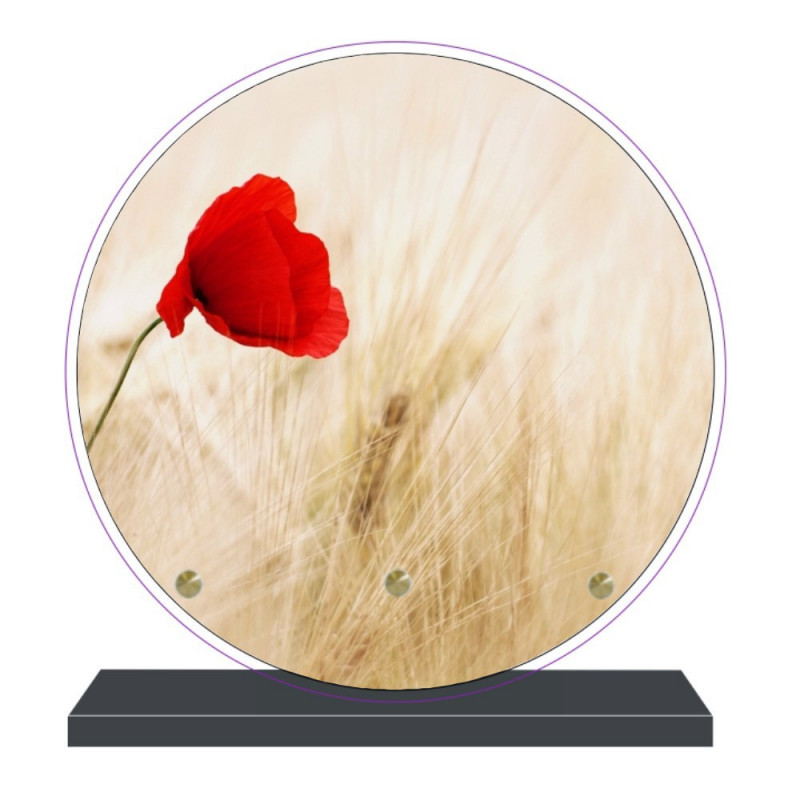 PLAQUE FUNÉRAIRE PLEXI RONDE COQUELICOT PFM2090