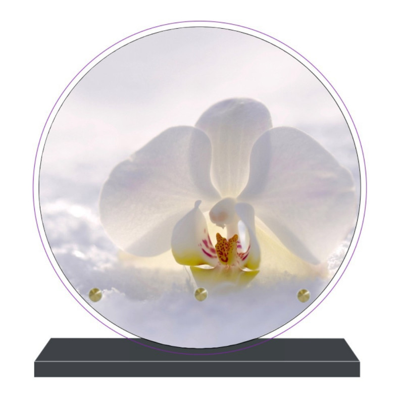 PLAQUE FUNÉRAIRE PLEXI RONDE ORCHIDÉE PFM2096