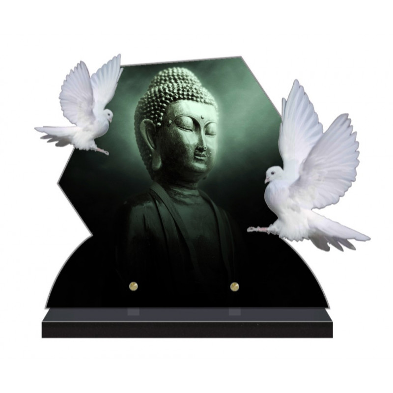 PLAQUE FUNÉRAIRE PLEXI COLOMBES BOUDDHA CPFM6020