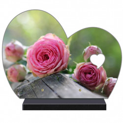 PLAQUE FUNÉRAIRE DEMI COEUR ROSES COPFM2019