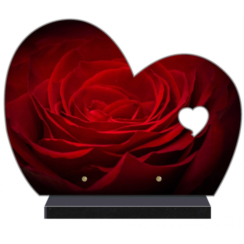 Plaque Funéraire Plexiglas Coeur rose rouge – Belle Plaque Funéraire