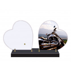 PLAQUE FUNÉRAIRE DOUBLE COEUR MOTO DCPFM6510