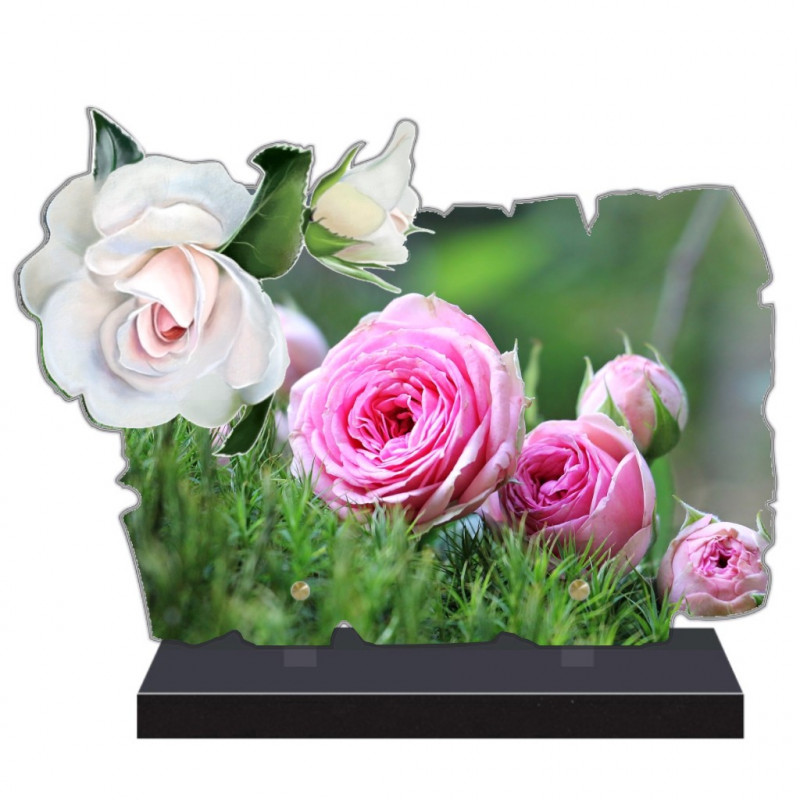 PLAQUE FUNÉRAIRE PERSONNALISÉE FLEURS FPFM2030