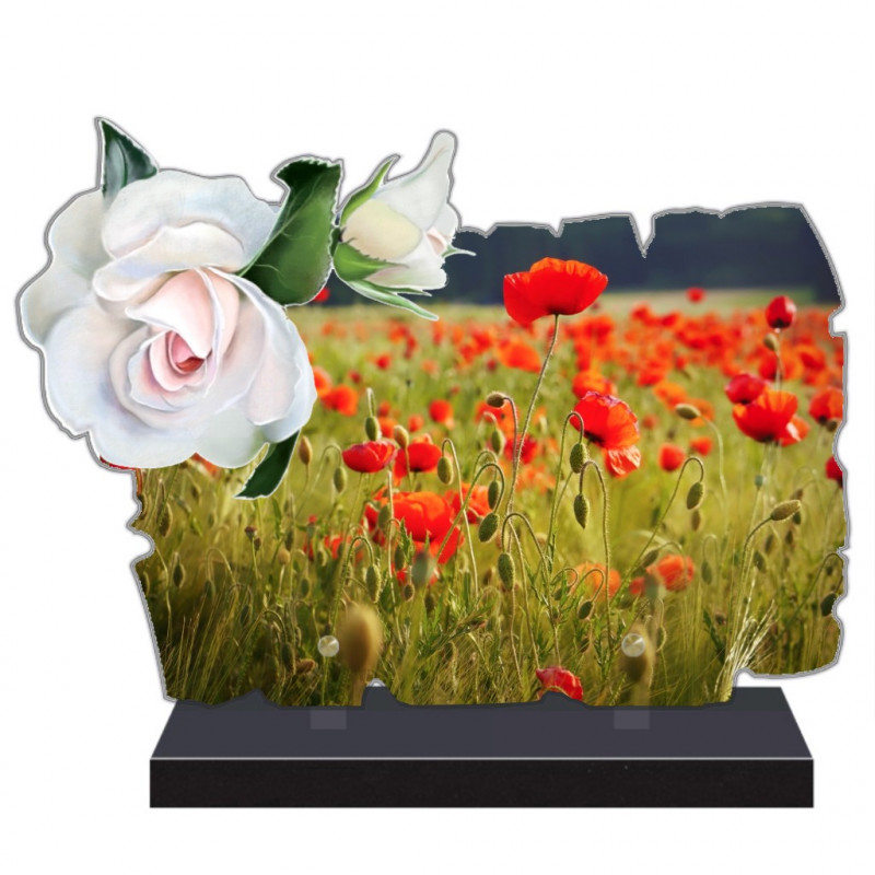 PLAQUE FUNÉRAIRE COQUELICOTS PERSONNALISABLE FPFM2093